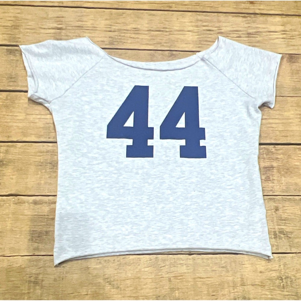 Brandy Melville John Galt Blue 44 Graphic Scoop Neck Crop T-Shirt One Size